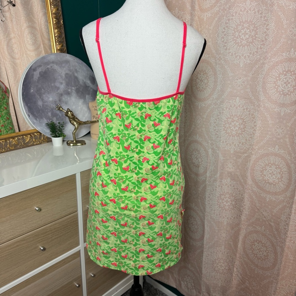 Y2K Popsi Lingerie Cami Green Pink Cami Nightgown Slip Butterflies Size Large - Picture 3 of 10
